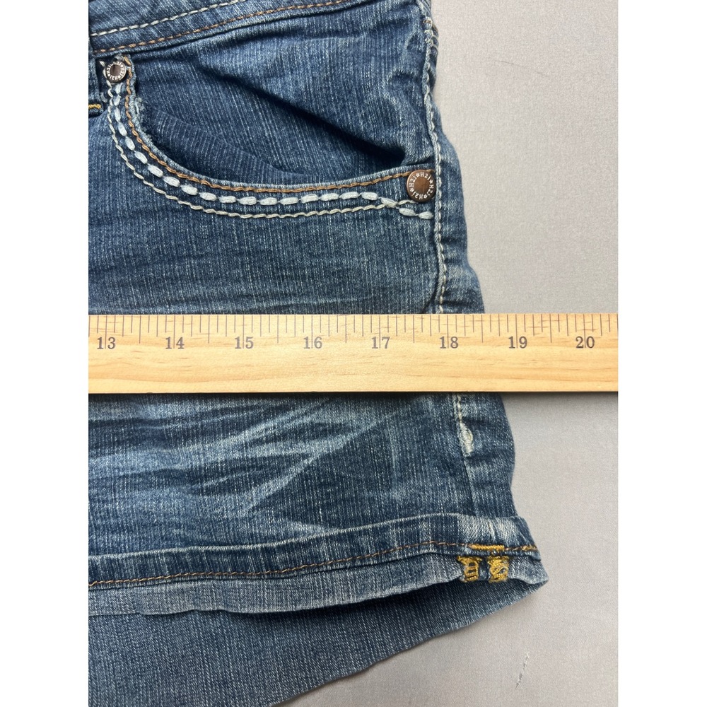 H2J by Hydraulic Denim Shorts Dark Wash Thick Stitch Y2K Low Rise Size 15/16 - Picture 6 of 7